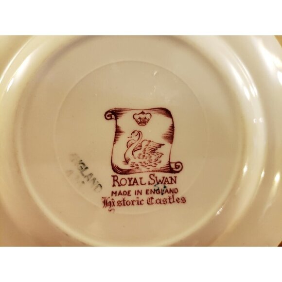 Bread and Butter Plates Pink Royal Swan Historic Vintage England Set 3 - Picture 6 of 7
